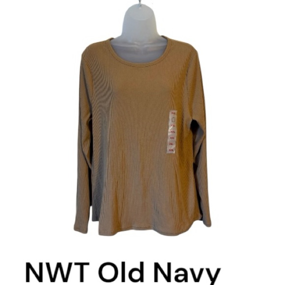NWT OLD NAVY  Beige Ribbed Long Sleeve Top Perfect for FALL!!  XXL      #X